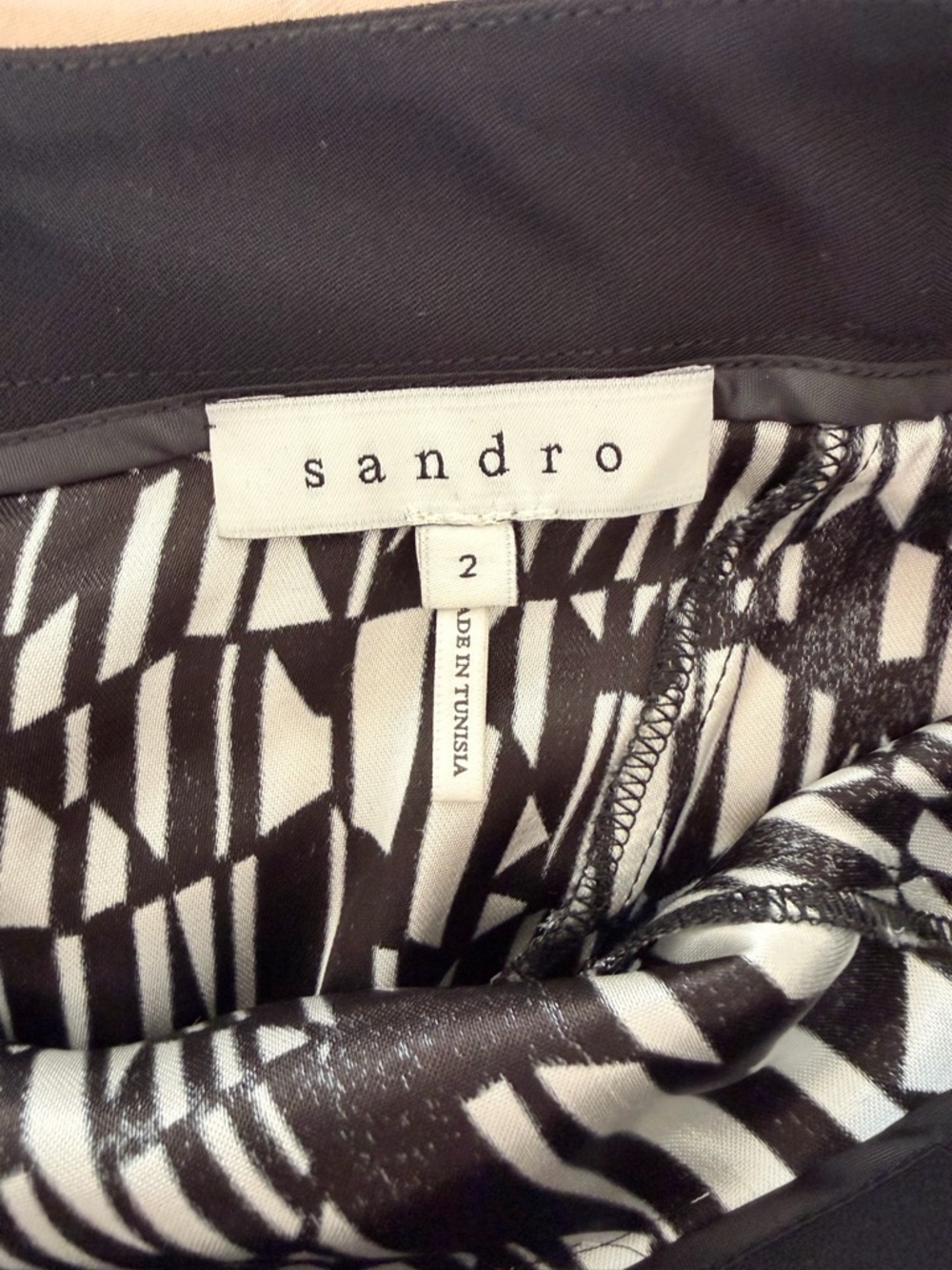 Sandro Black & White Geometric Flared Skirt - Picture 4 of 6